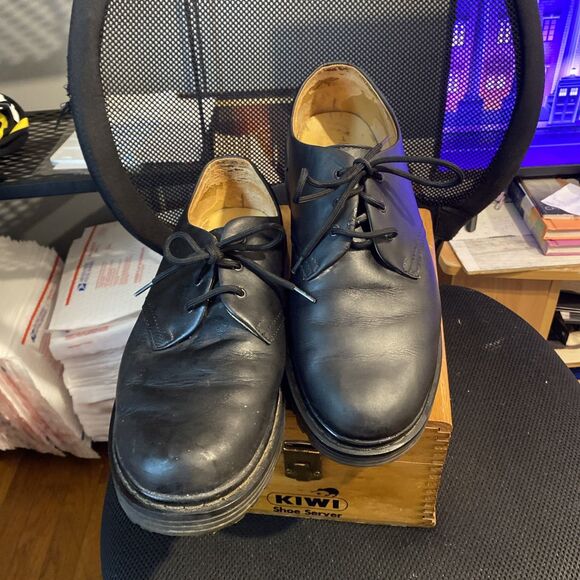 Skechers Mens Size 11 Y2K Shoes Chunky Sole Oxfords Leather‎ Lace Up Black Heavy - Picture 3 of 11